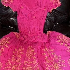Pink and Gold Embroidered Dress
